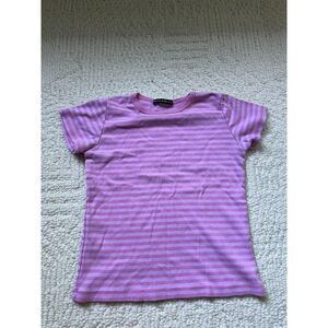 brandy melville pink striped baby tee